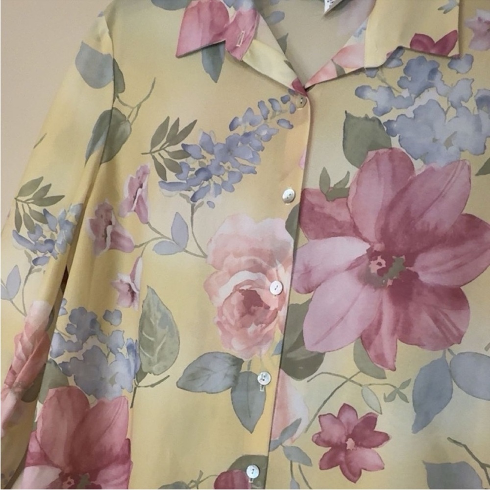 Willow Ridge vintage Floral Button-Up Blouse cottage core Sheer Top Large - Picture 3 of 6